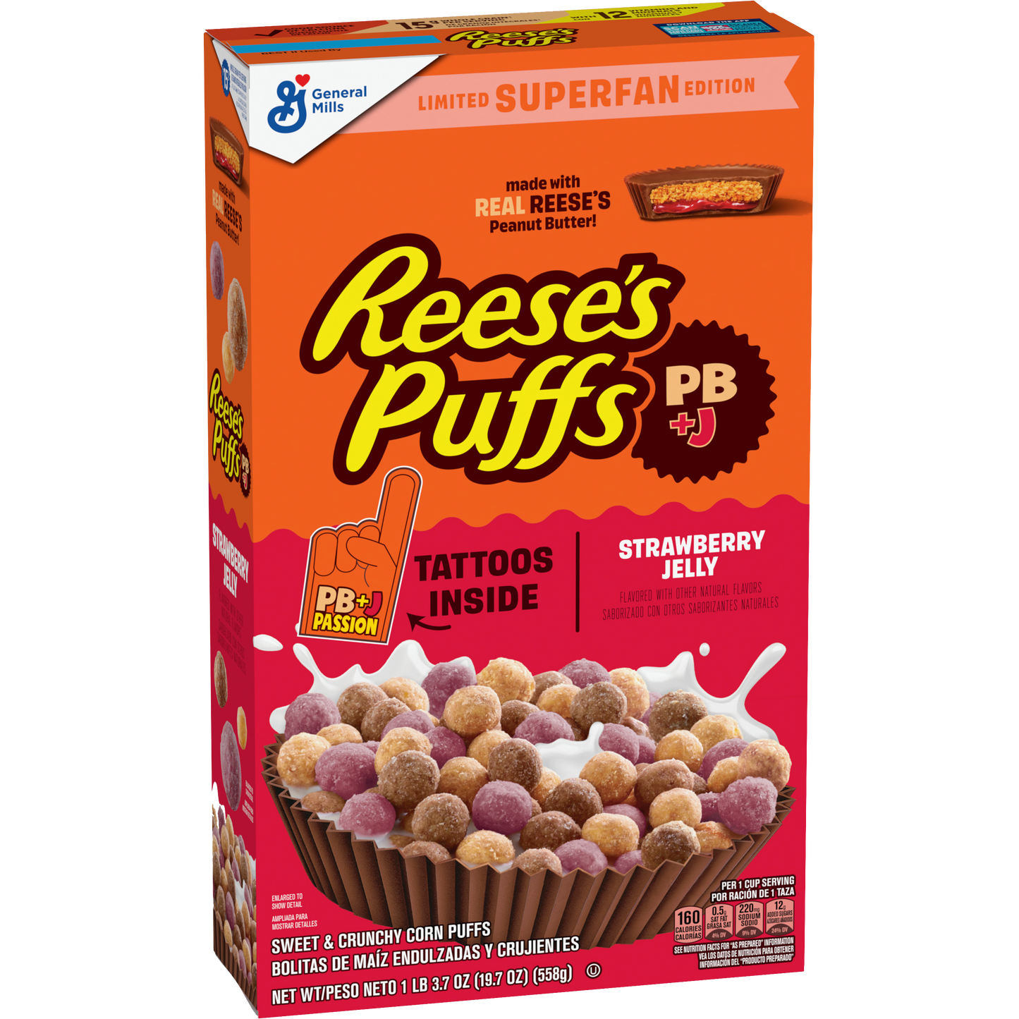 REESE'S PUFFS PB and J Limited Edition Superfan Family Size Cereal